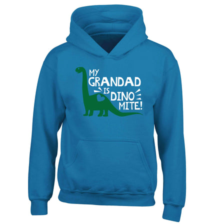 My grandad is dinomite! children's blue hoodie 12-13 Years
