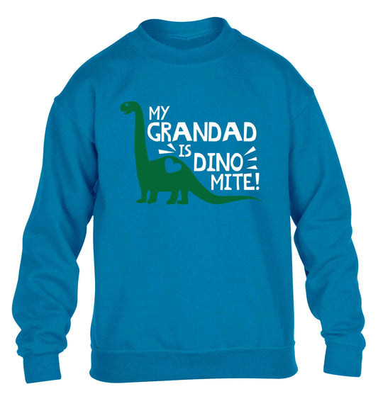 My grandad is dinomite! children's blue sweater 12-13 Years