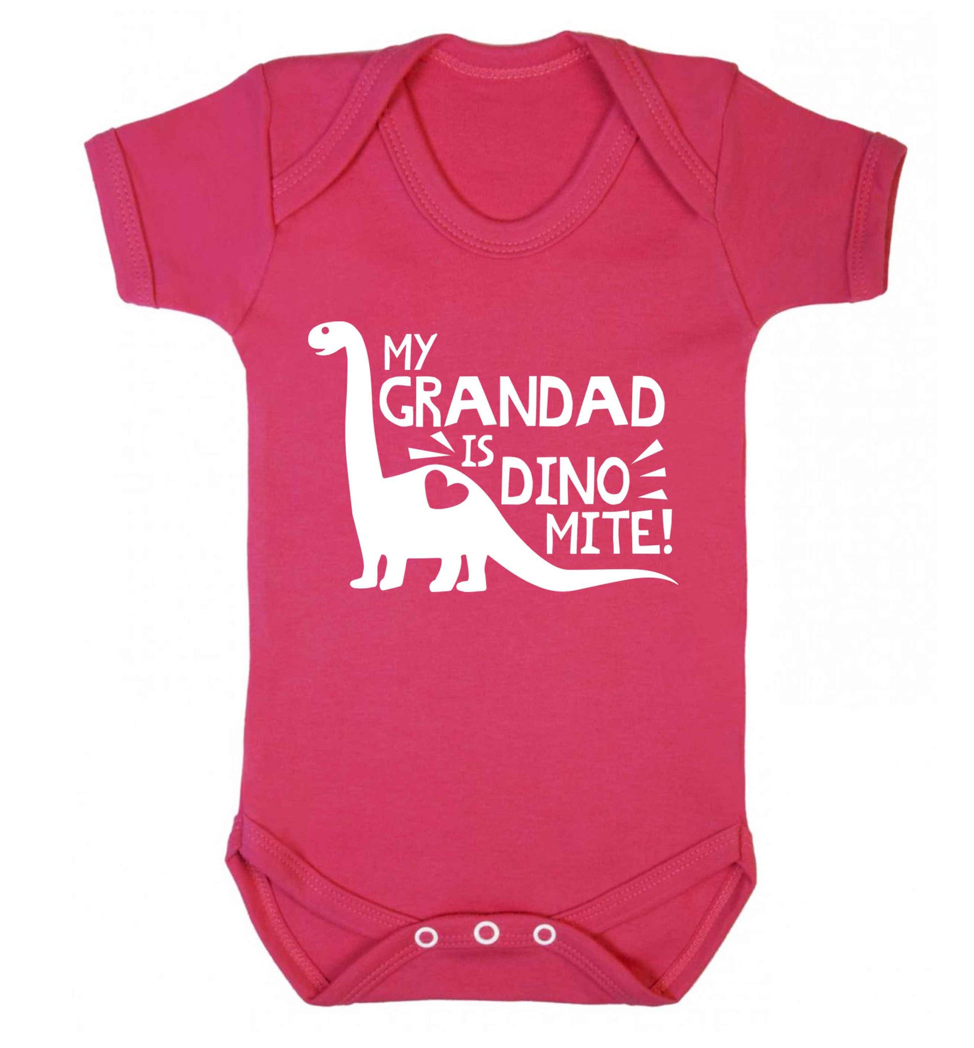 My grandad is dinomite! Baby Vest dark pink 18-24 months