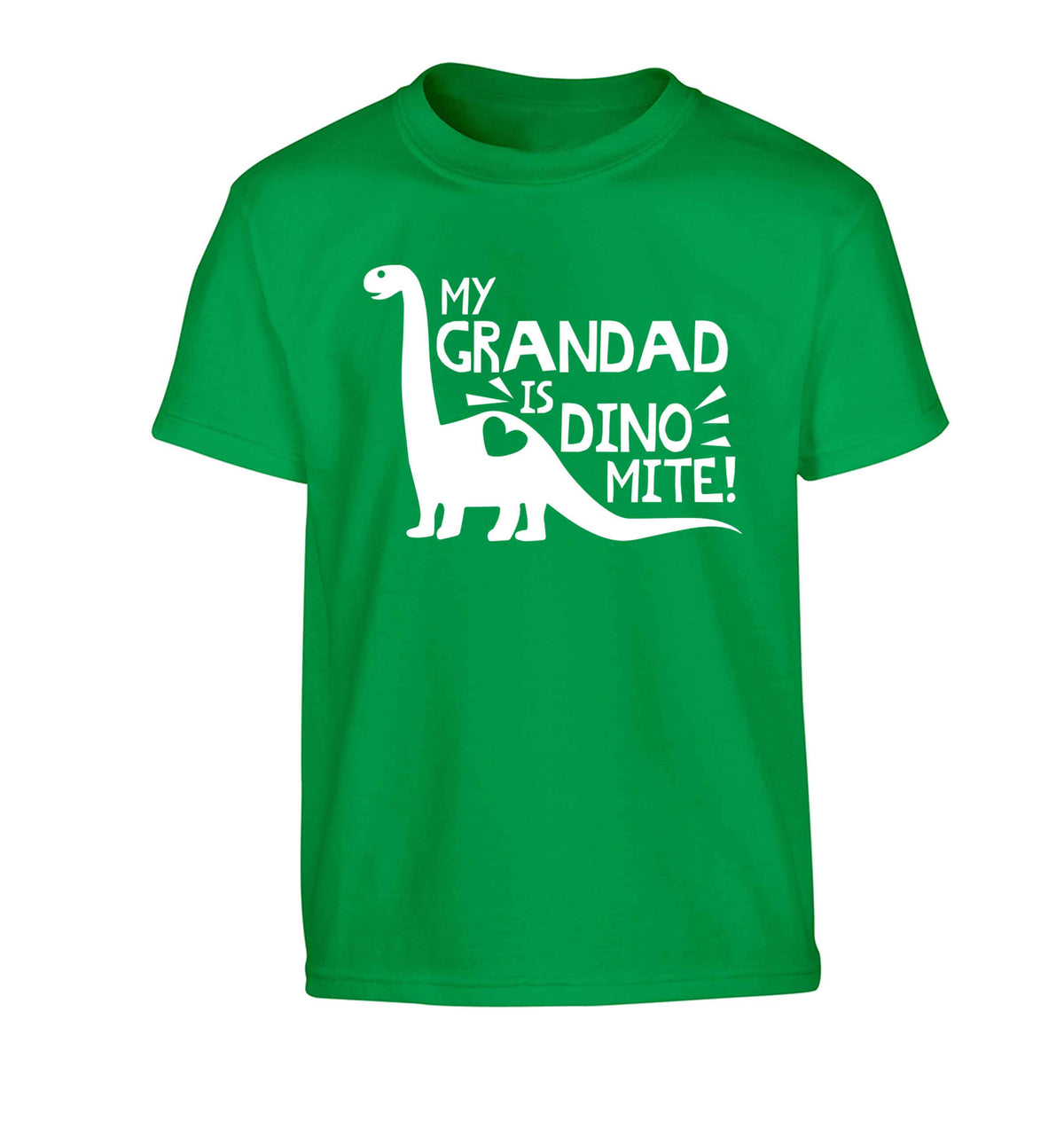 My grandad is dinomite! Children's green Tshirt 12-13 Years