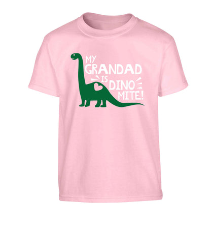 My grandad is dinomite! Children's light pink Tshirt 12-13 Years