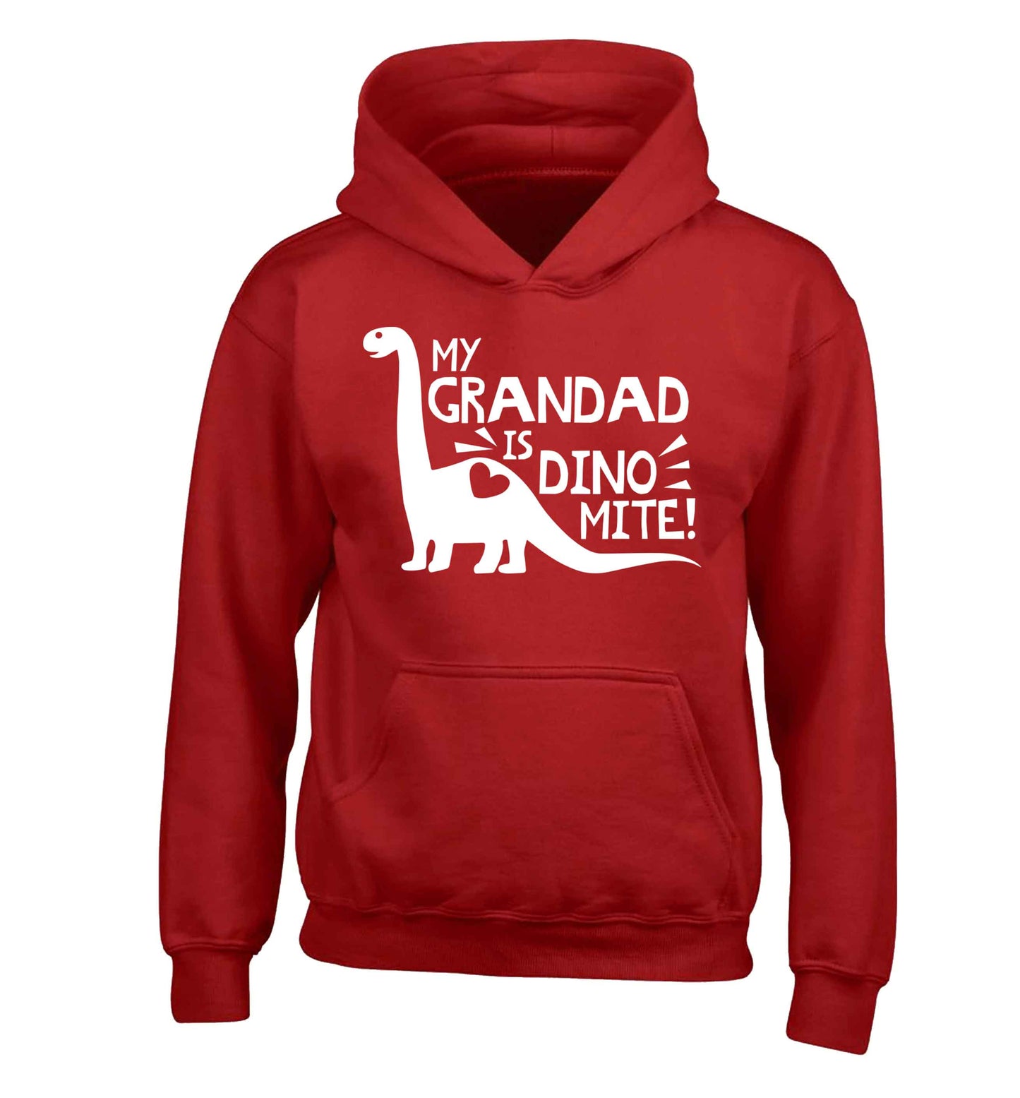 My grandad is dinomite! children's red hoodie 12-13 Years