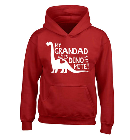 My grandad is dinomite! children's red hoodie 12-13 Years