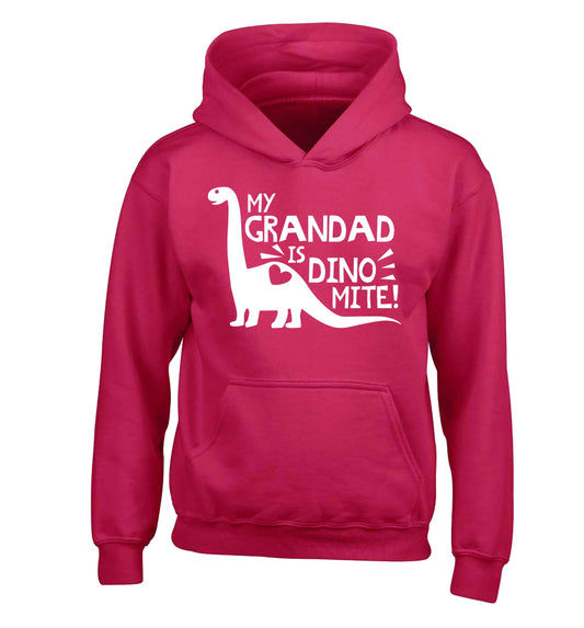 My grandad is dinomite! children's pink hoodie 12-13 Years