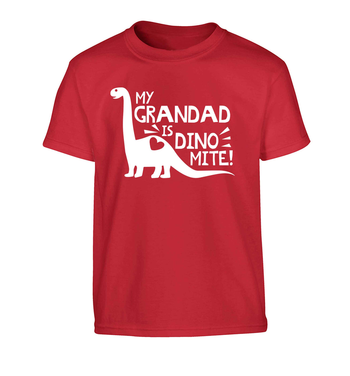 My grandad is dinomite! Children's red Tshirt 12-13 Years