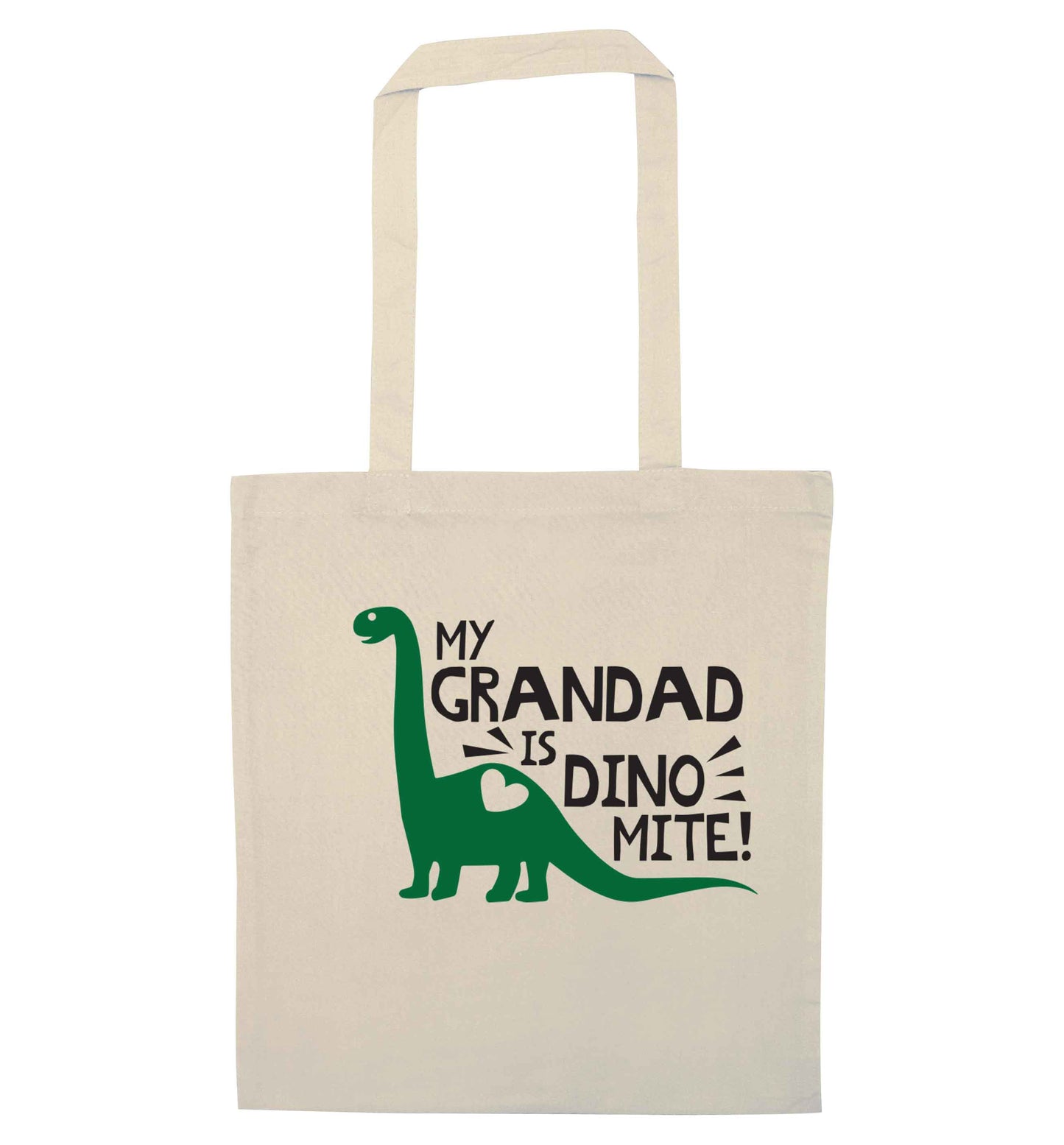 My grandad is dinomite! natural tote bag