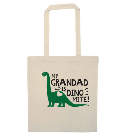 My grandad is dinomite! natural tote bag
