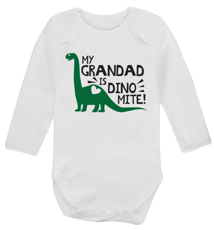 My grandad is dinomite! Baby Vest long sleeved white 6-12 months