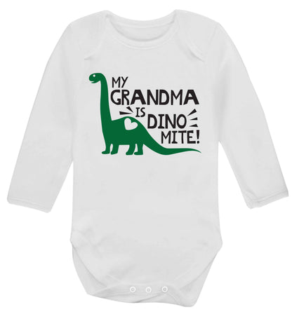 My grandma is dinomite! Baby Vest long sleeved white 6-12 months