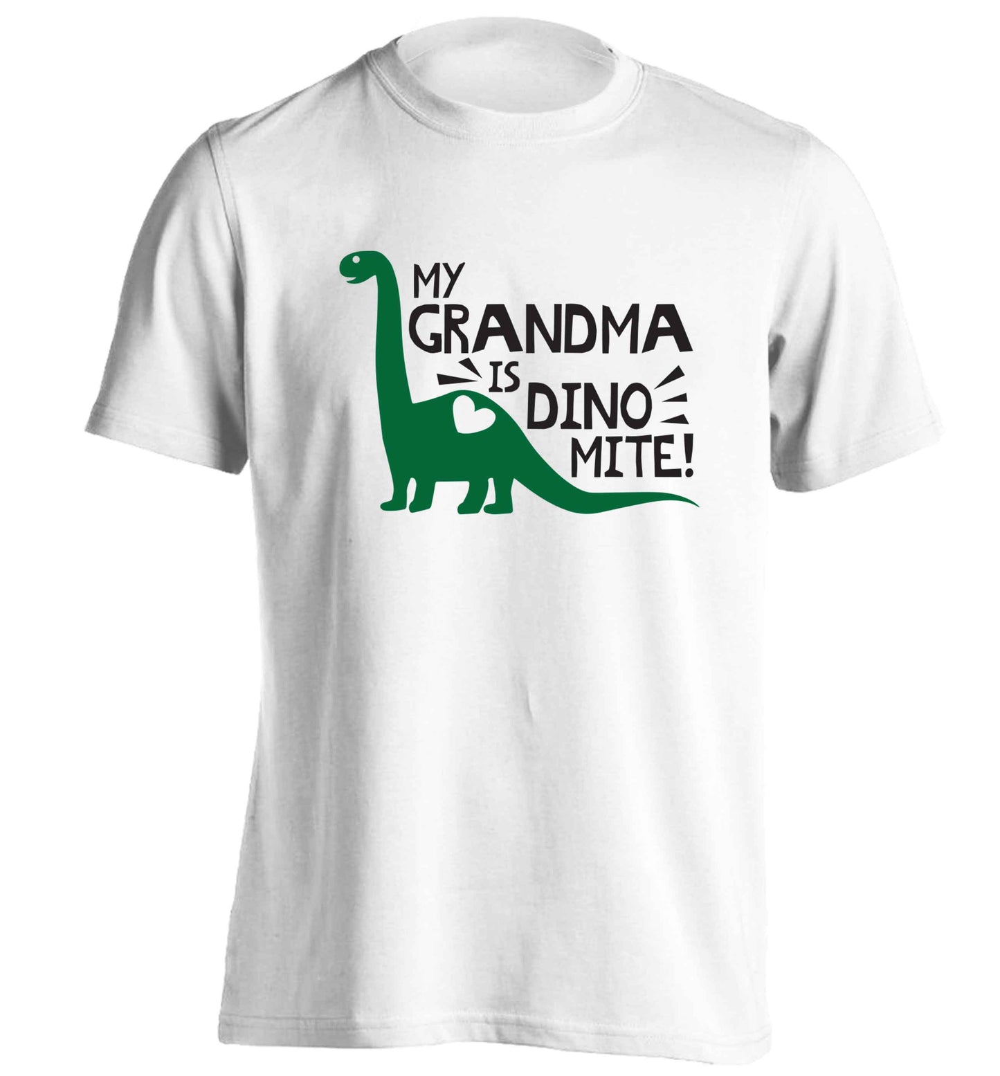 My grandma is dinomite! adults unisex white Tshirt 2XL