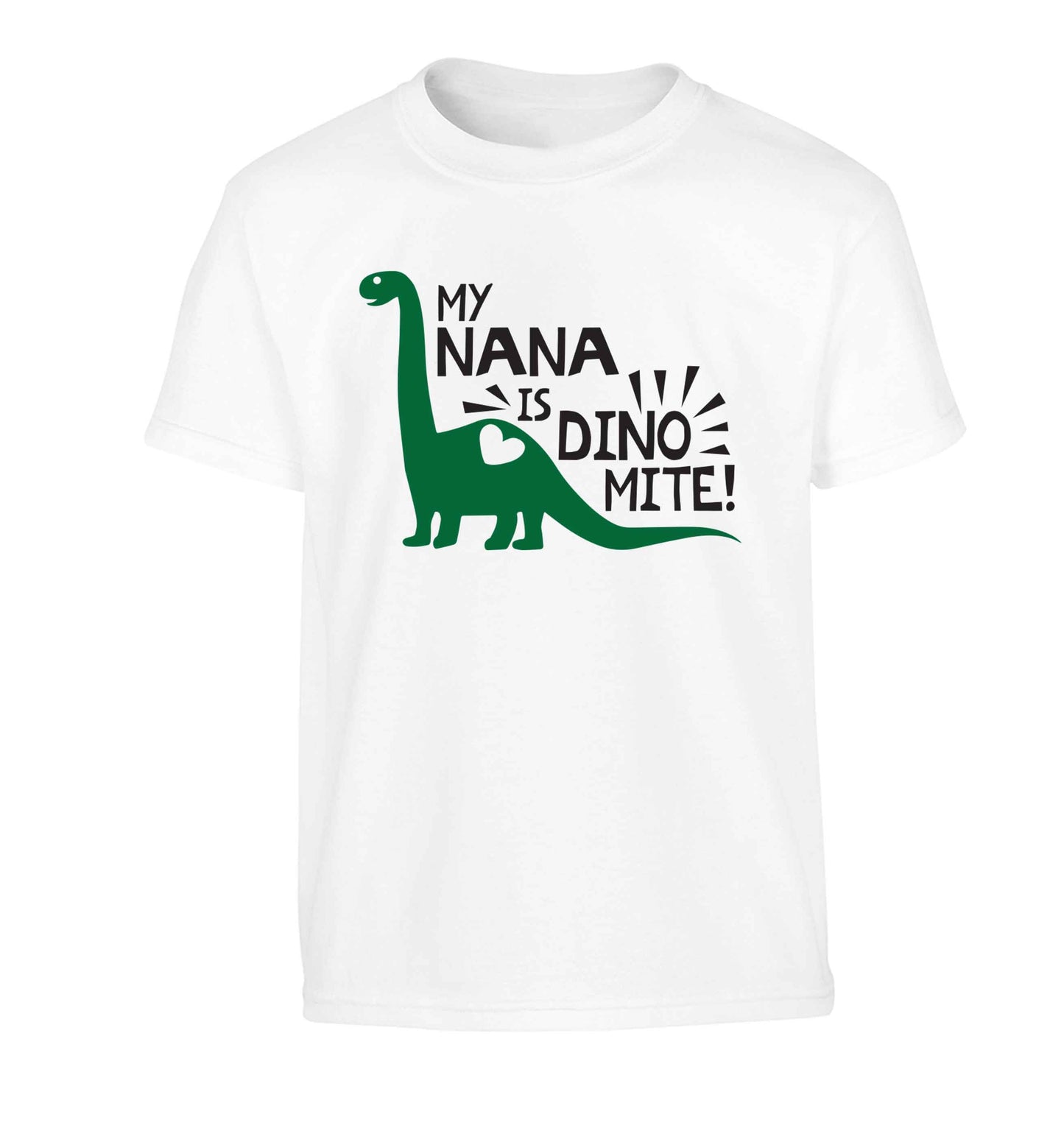 My nana is dinomite! Children's white Tshirt 12-13 Years