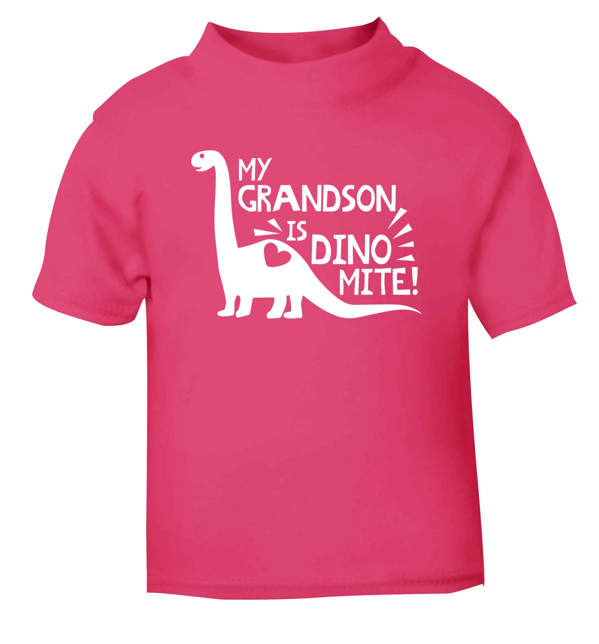 My grandson is dinomite! pink Baby Toddler Tshirt 2 Years
