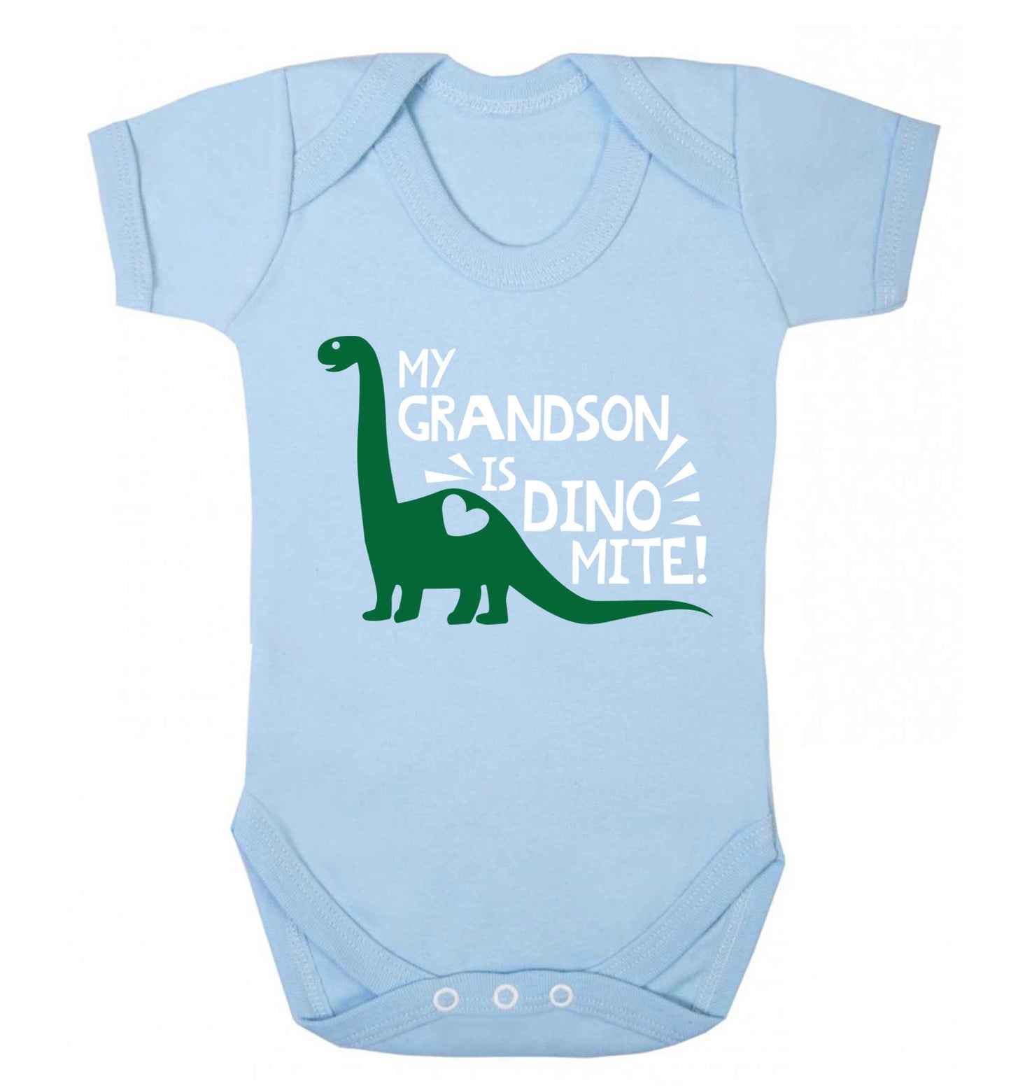 My grandson is dinomite! Baby Vest pale blue 18-24 months