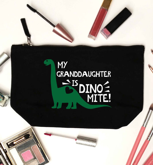 My granddaughter is dinomite! black makeup bag