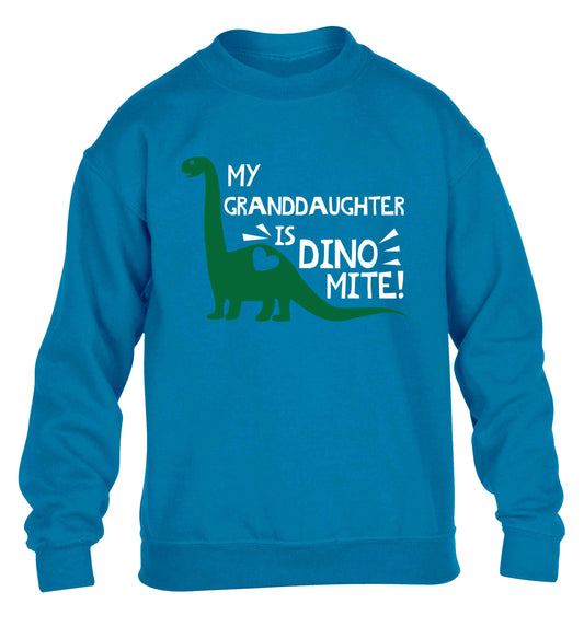 My granddaughter is dinomite! children's blue sweater 12-13 Years