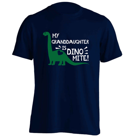 My granddaughter is dinomite! adults unisex navy Tshirt 2XL