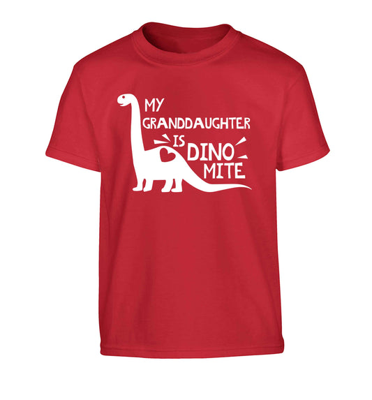 My granddaughter is dinomite! Children's red Tshirt 12-13 Years