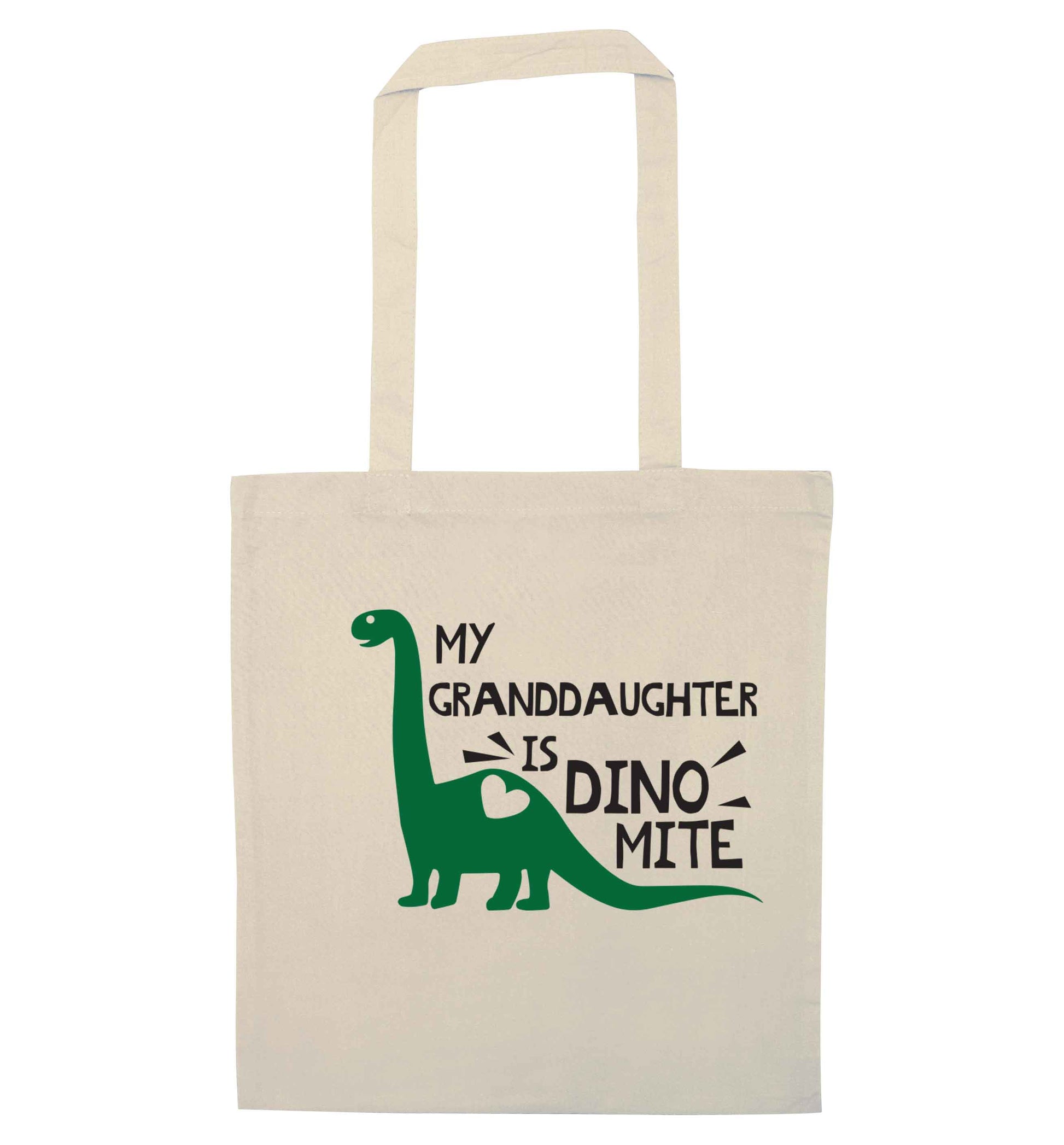My granddaughter is dinomite! natural tote bag