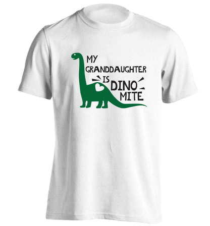 My granddaughter is dinomite! adults unisex white Tshirt 2XL