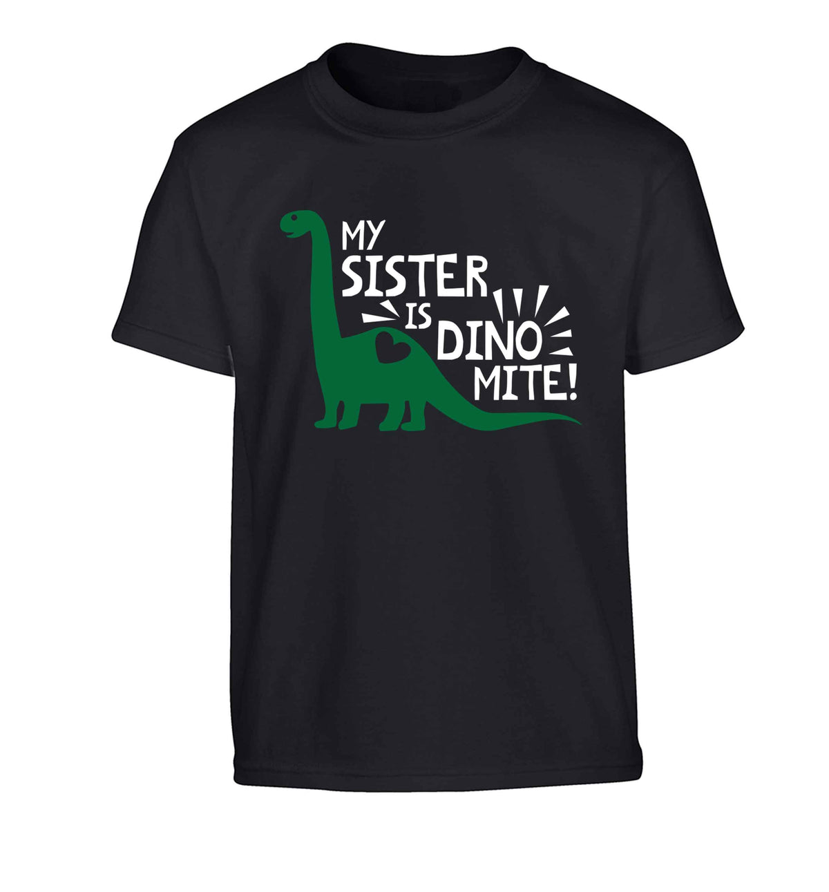 My sister is dinomite! Children's black Tshirt 12-13 Years