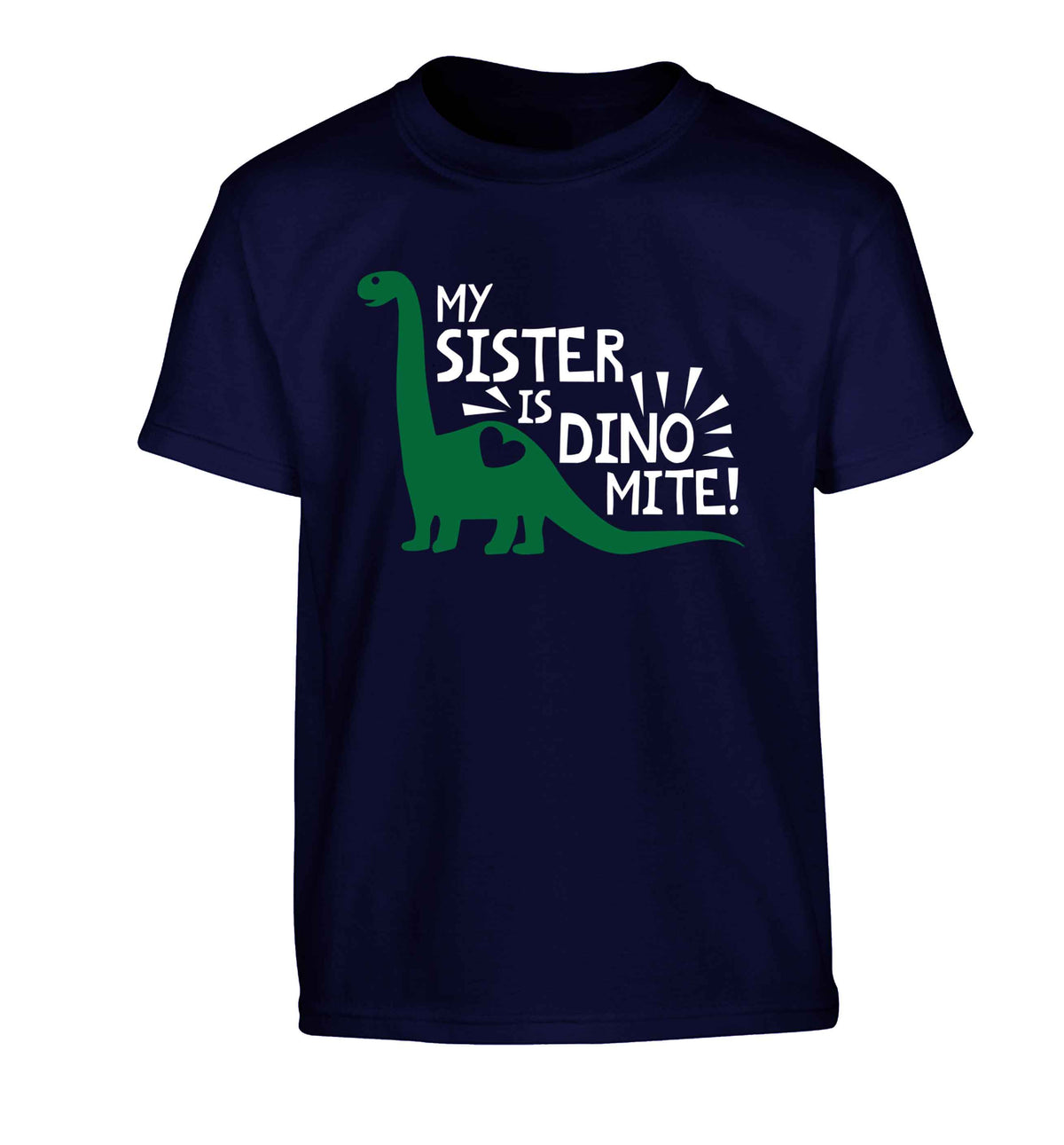 My sister is dinomite! Children's navy Tshirt 12-13 Years