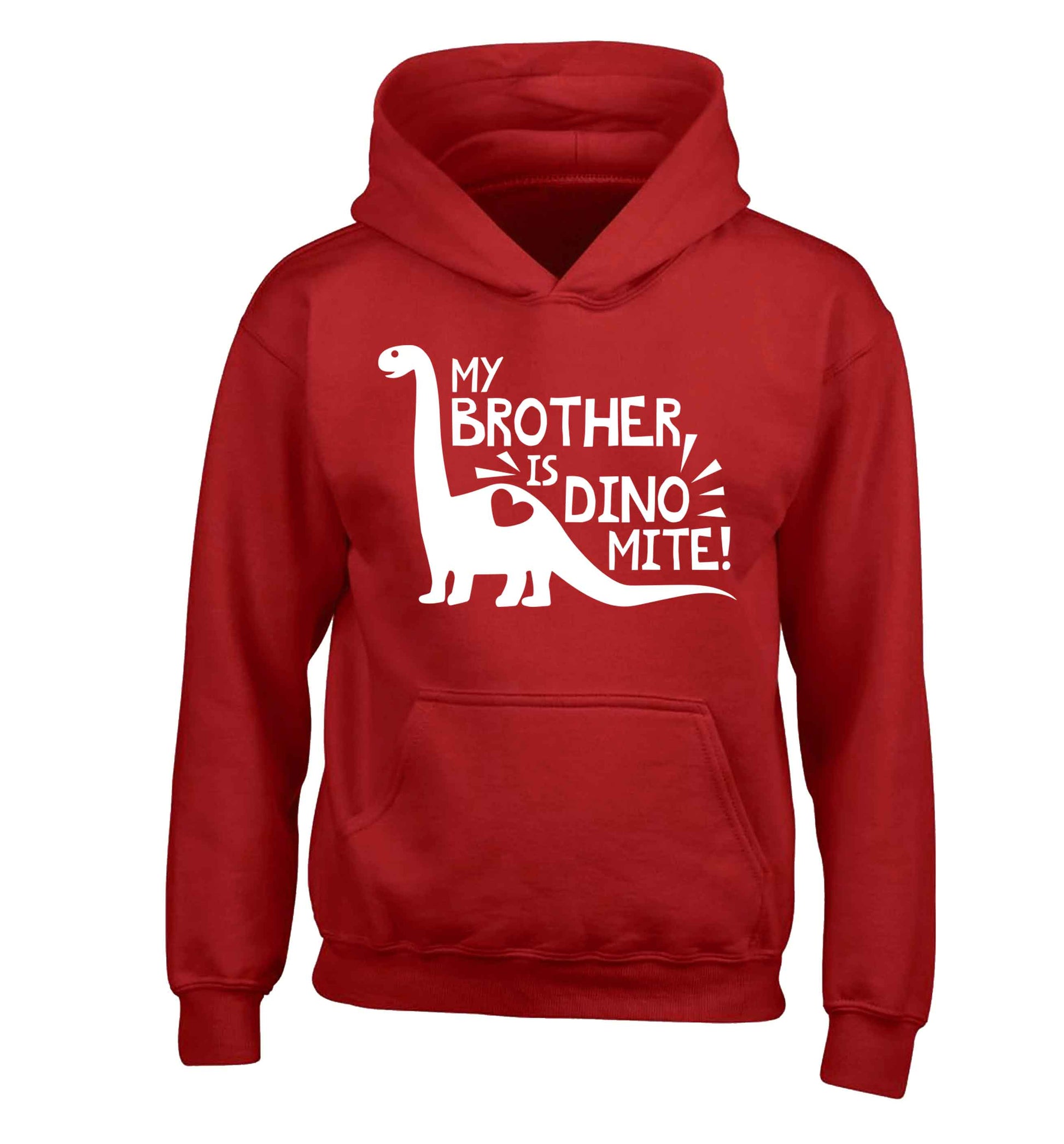 My brother is dinomite! children's red hoodie 12-13 Years