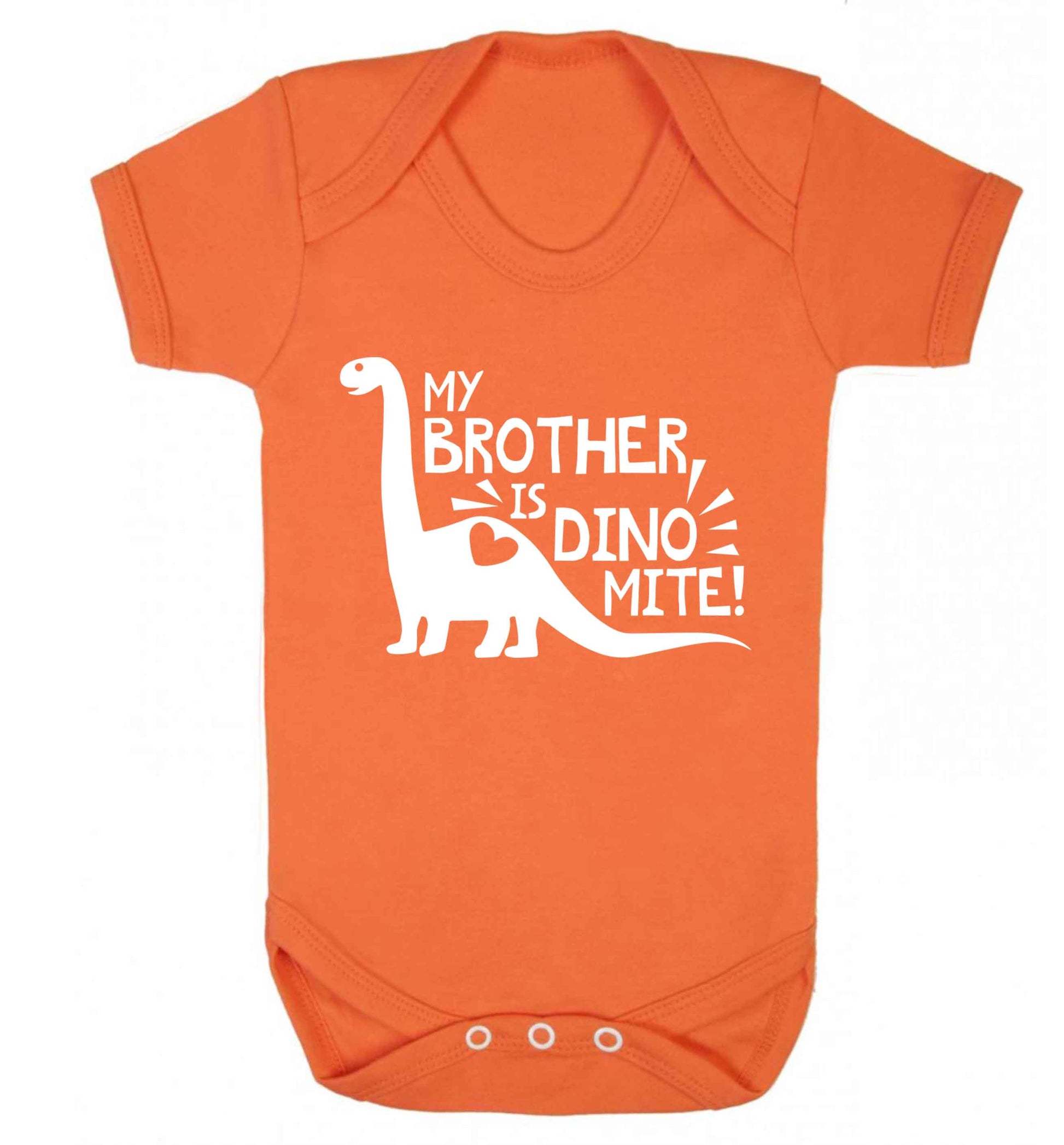 My brother is dinomite! Baby Vest orange 18-24 months