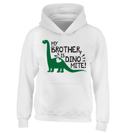 My brother is dinomite! children's white hoodie 12-13 Years