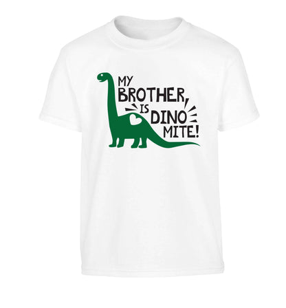 My brother is dinomite! Children's white Tshirt 12-13 Years