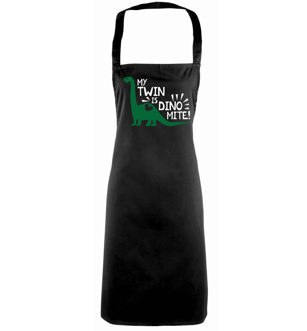 My twin is dinomite! black apron