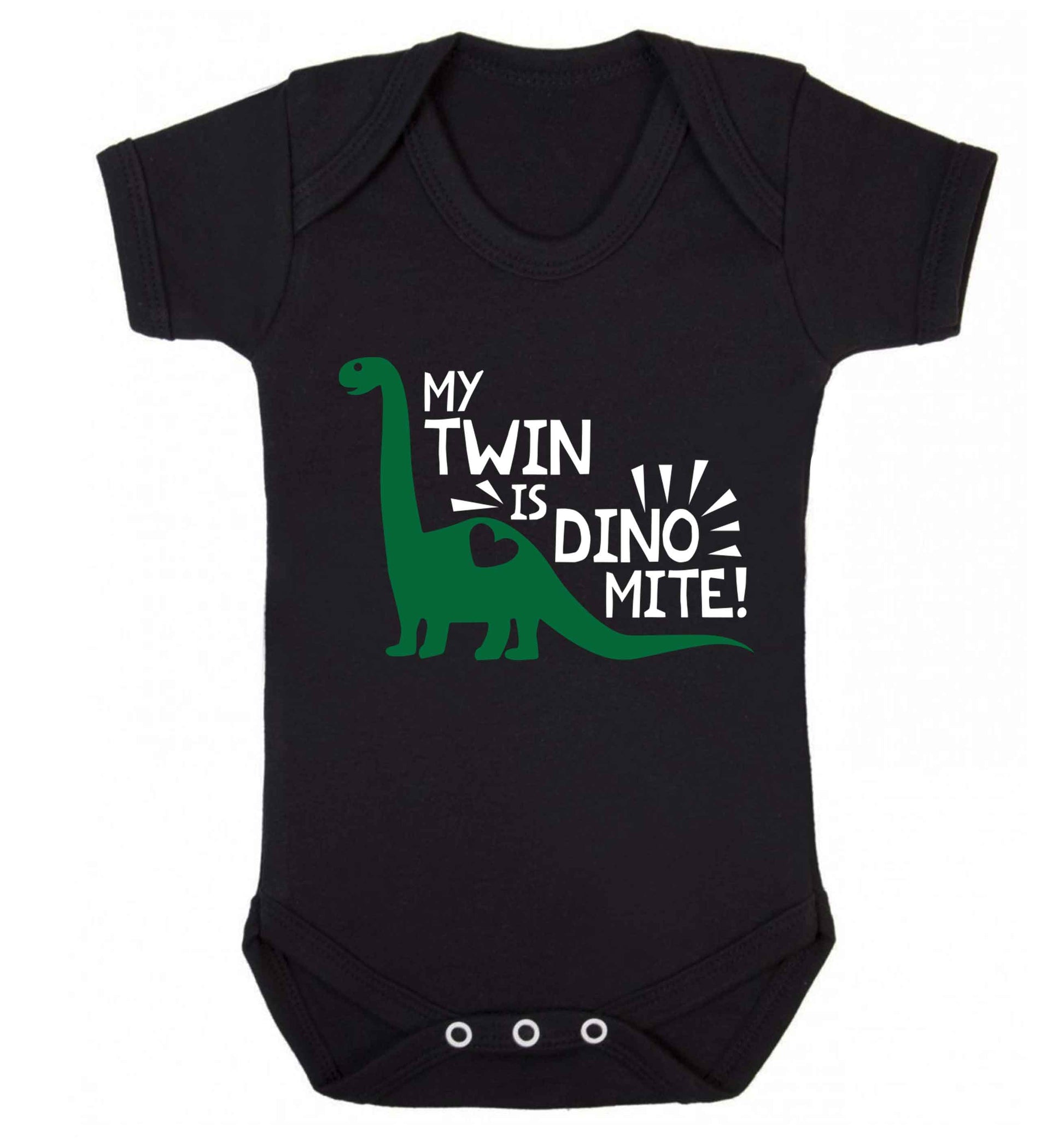 My twin is dinomite! Baby Vest black 18-24 months