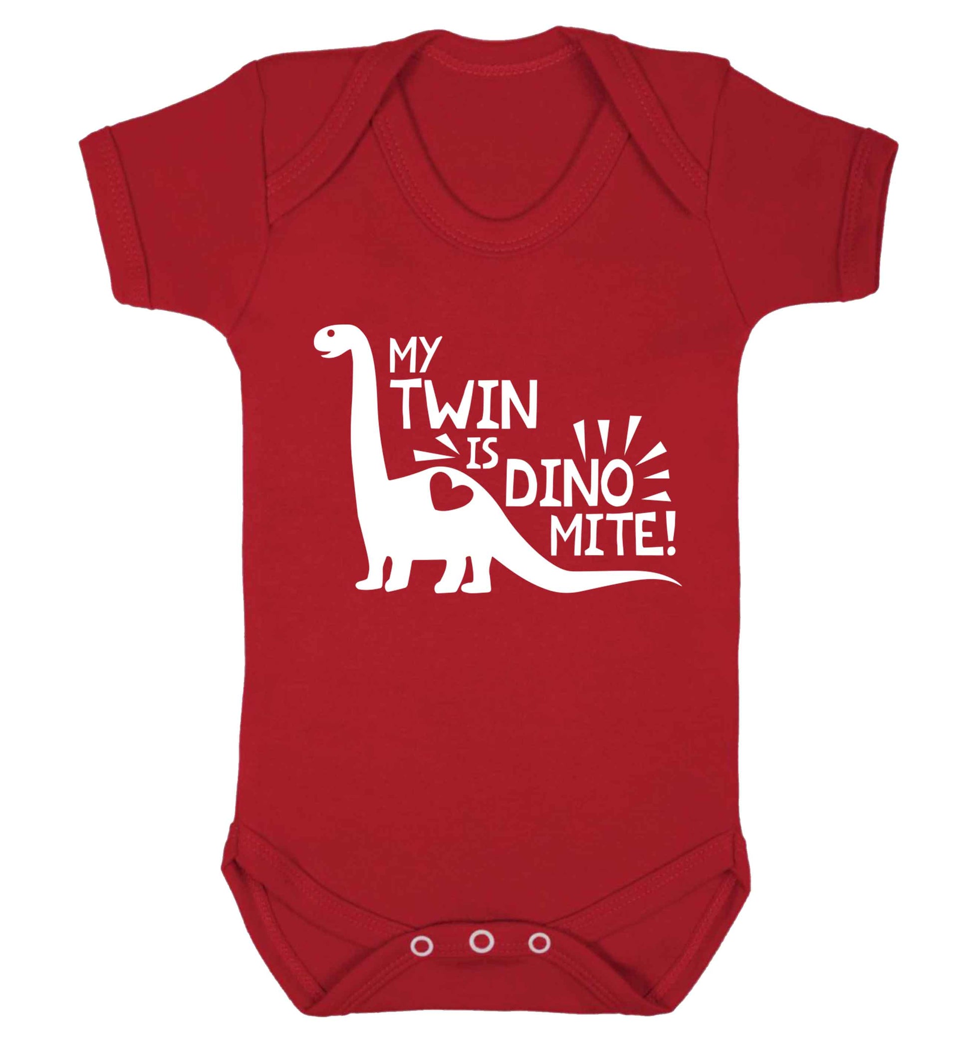 My twin is dinomite! Baby Vest red 18-24 months