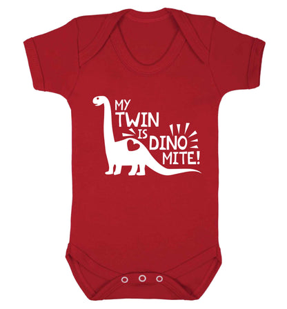 My twin is dinomite! Baby Vest red 18-24 months