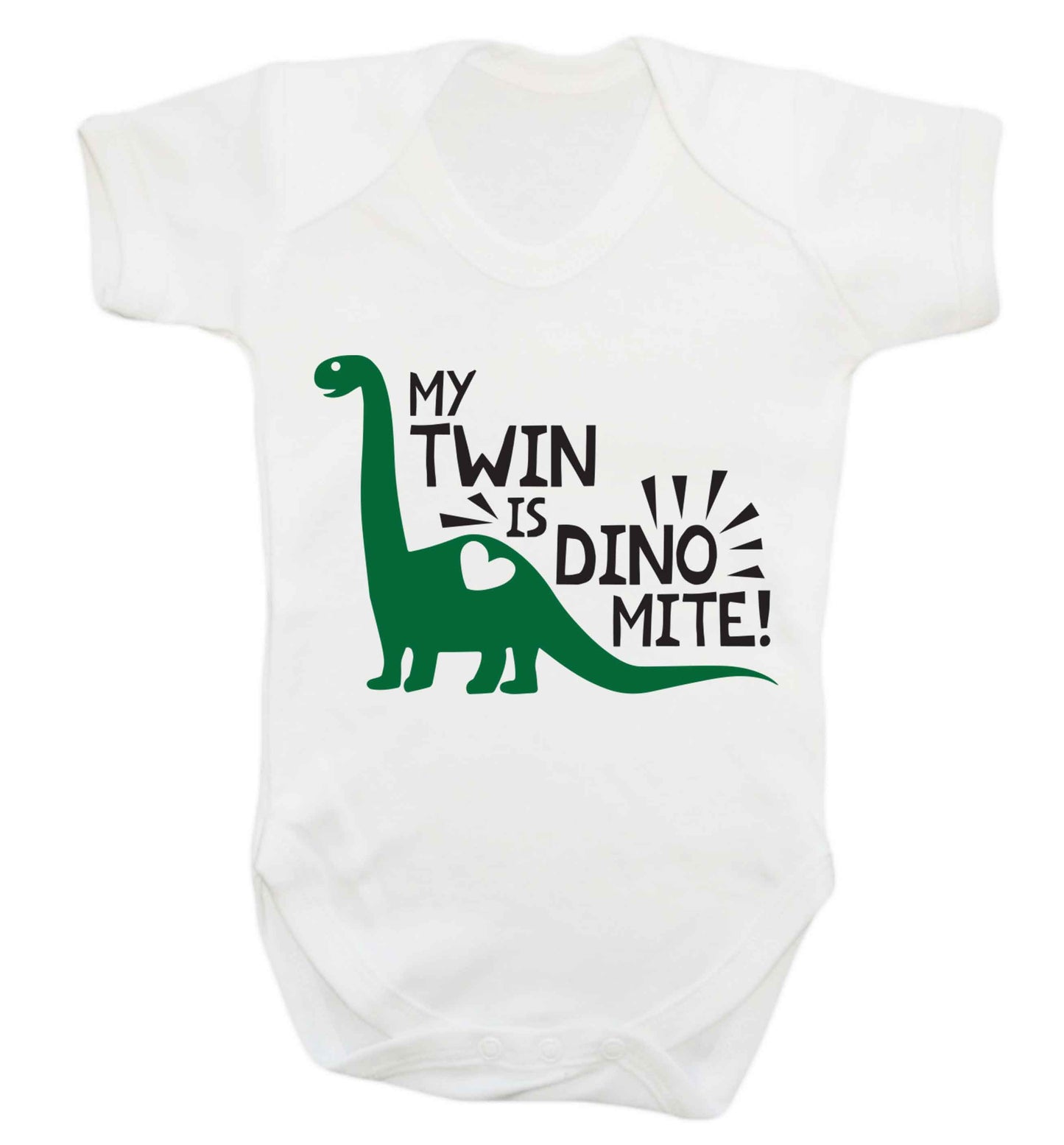 My twin is dinomite! Baby Vest white 18-24 months
