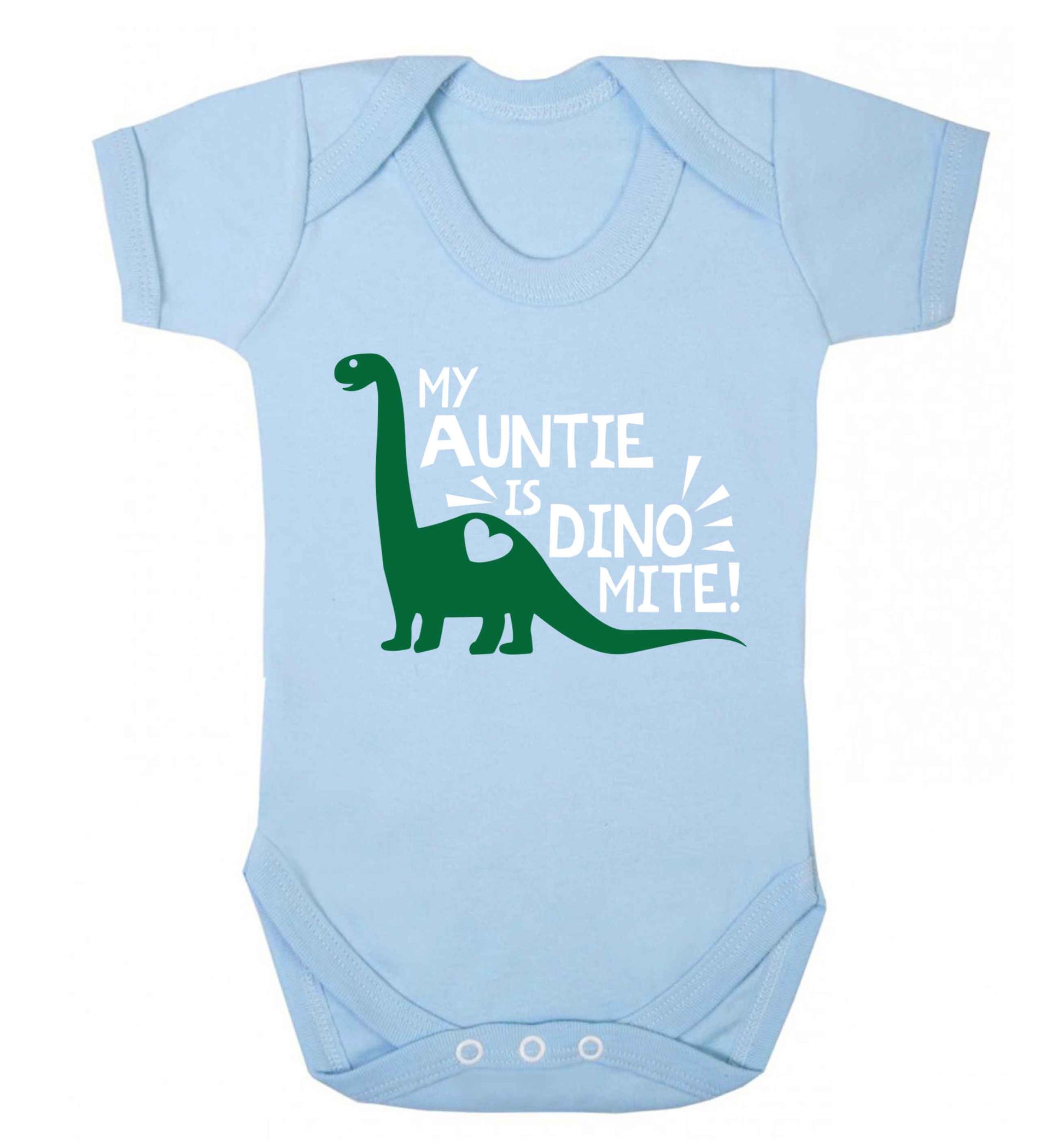 My auntie is dinomite! Baby Vest pale blue 18-24 months