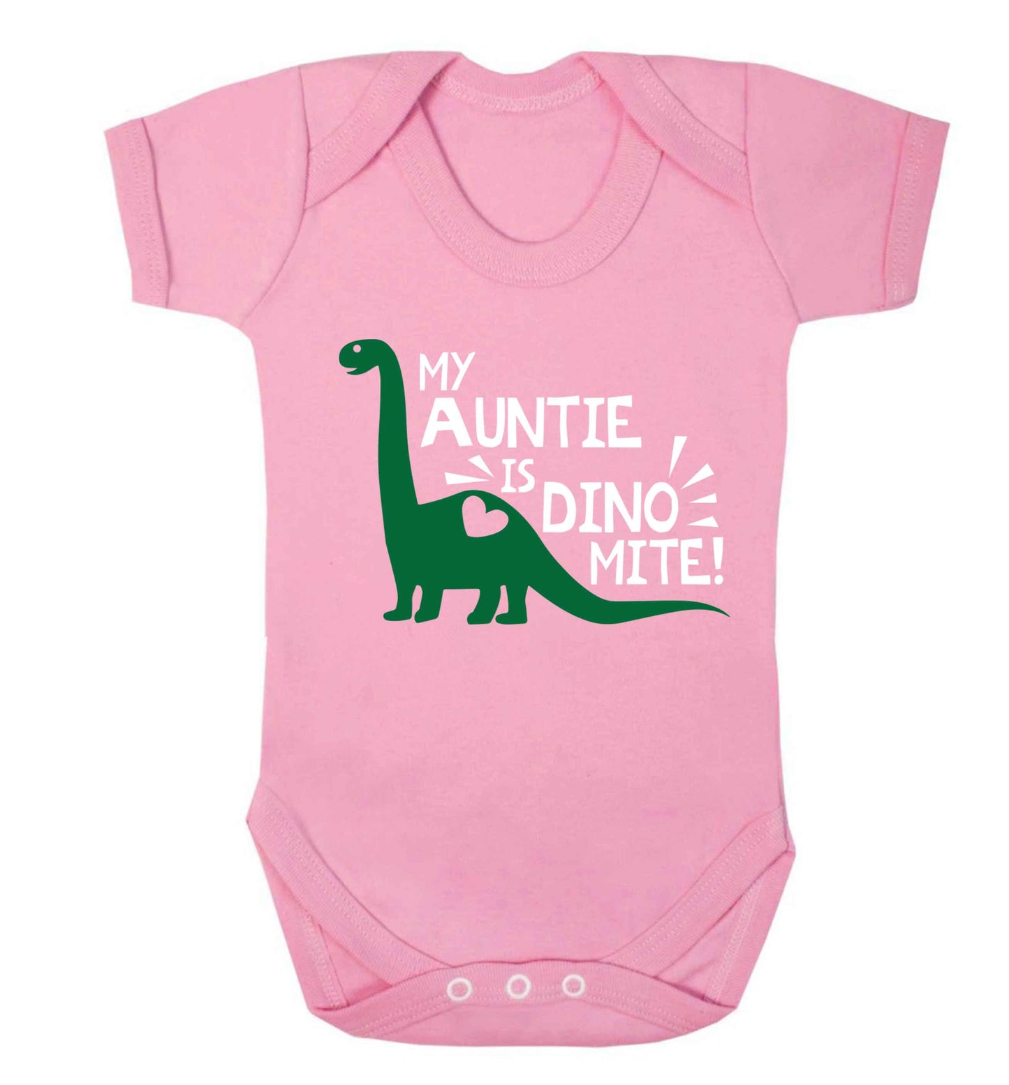 My auntie is dinomite! Baby Vest pale pink 18-24 months