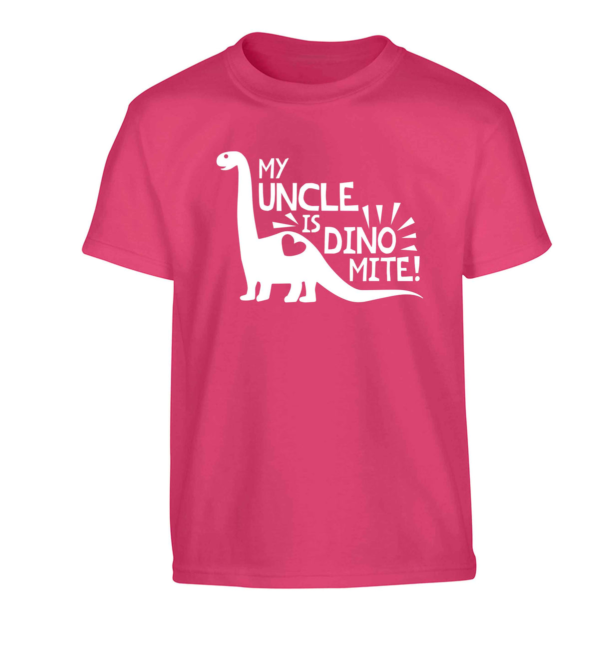 My uncle is dinomite! Children's pink Tshirt 12-13 Years