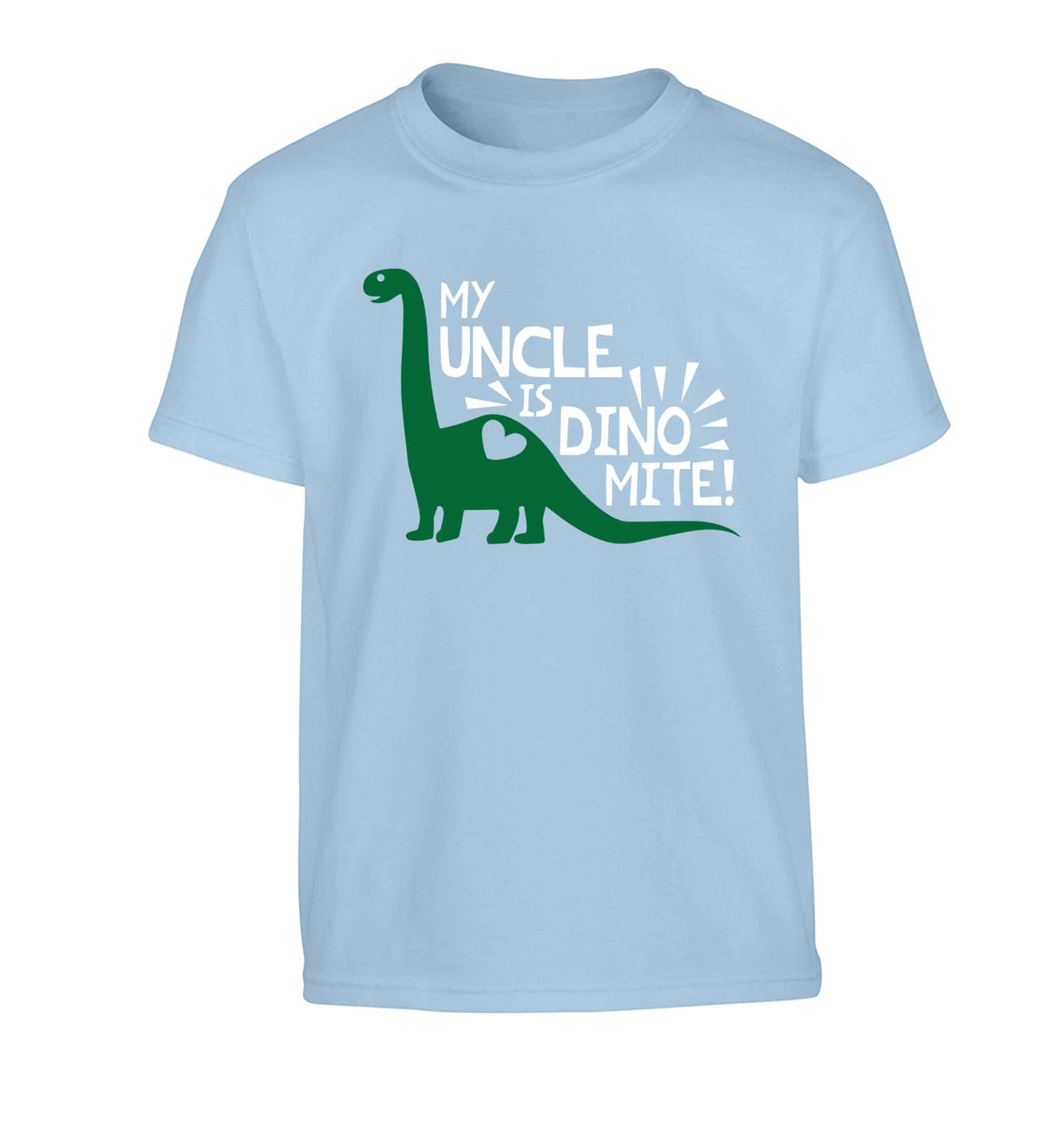 My uncle is dinomite! Children's light blue Tshirt 12-13 Years