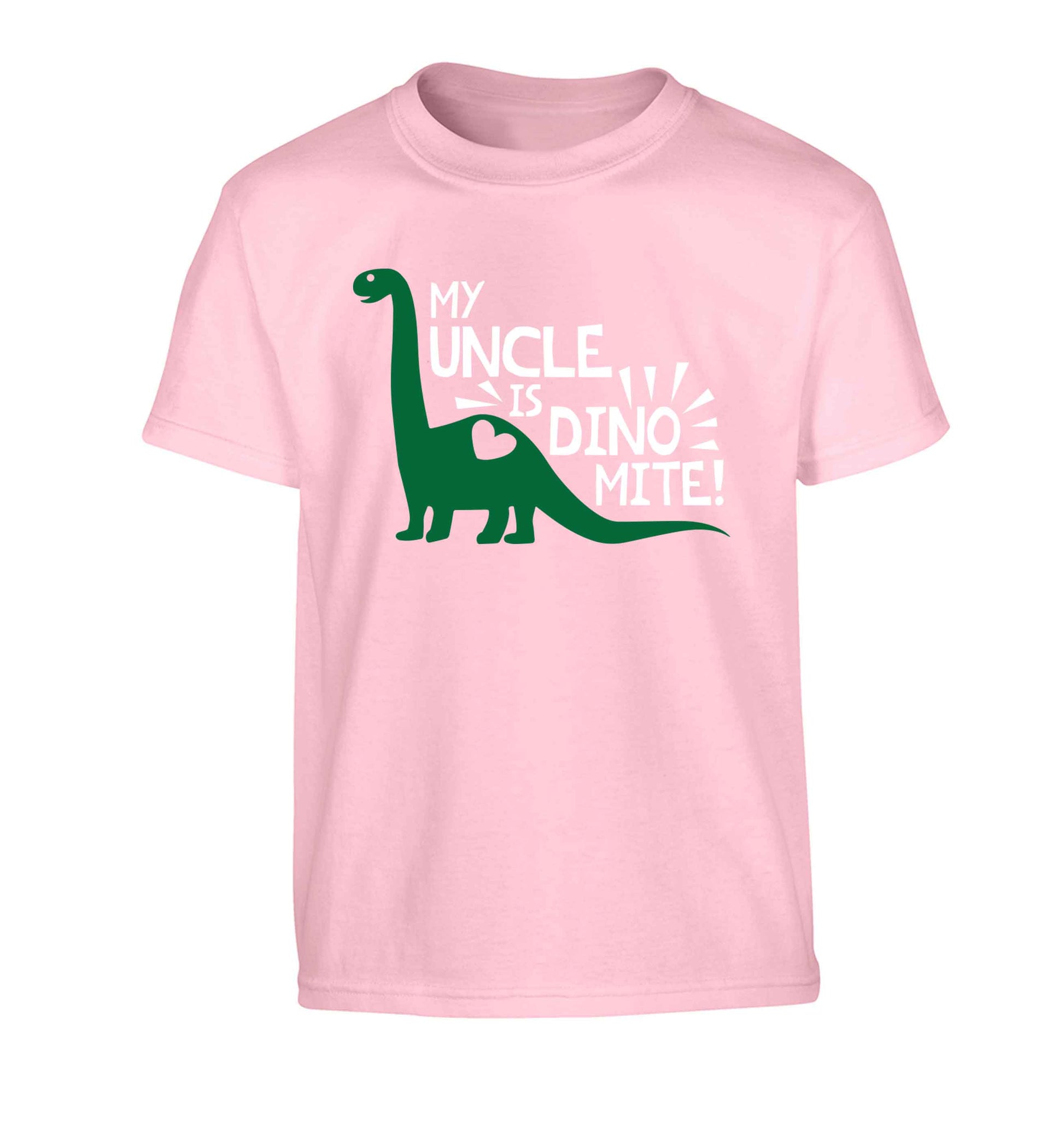 My uncle is dinomite! Children's light pink Tshirt 12-13 Years