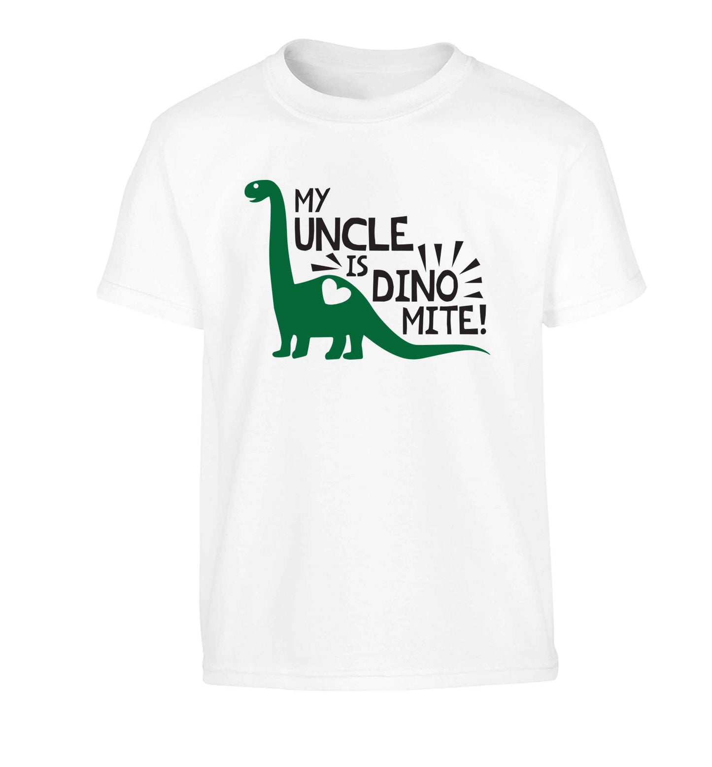 My uncle is dinomite! Children's white Tshirt 12-13 Years