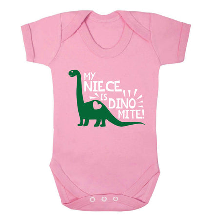 My niece is dinomite! Baby Vest pale pink 18-24 months