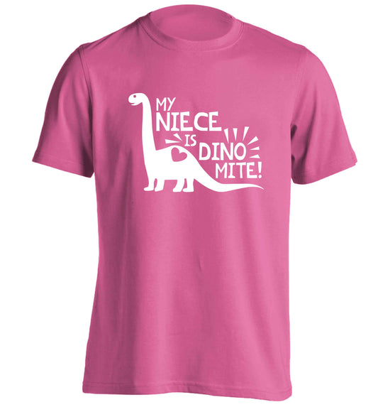 My niece is dinomite! adults unisex pink Tshirt 2XL