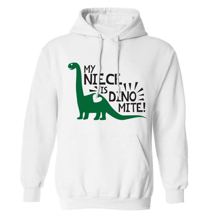 My niece is dinomite! adults unisex white hoodie 2XL