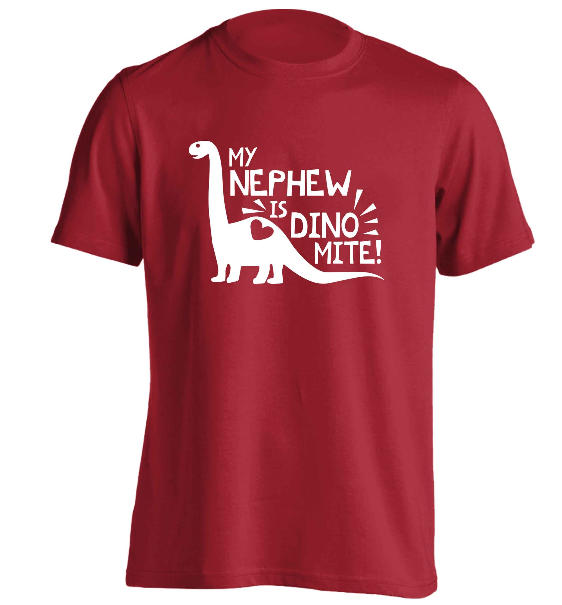 My nephew is dinomite! adults unisex red Tshirt 2XL