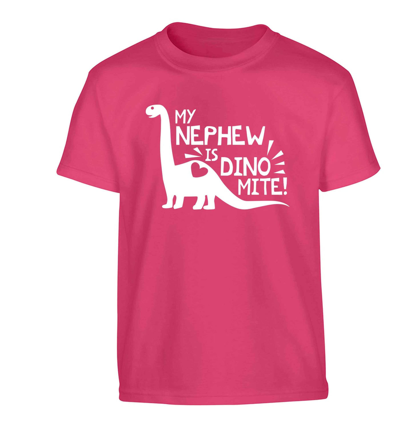 My nephew is dinomite! Children's pink Tshirt 12-13 Years