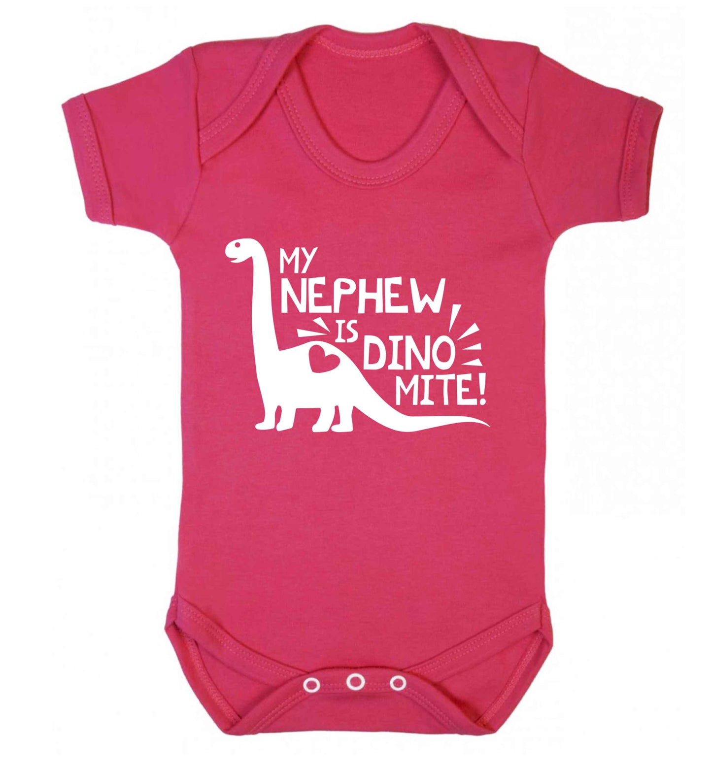 My nephew is dinomite! Baby Vest dark pink 18-24 months