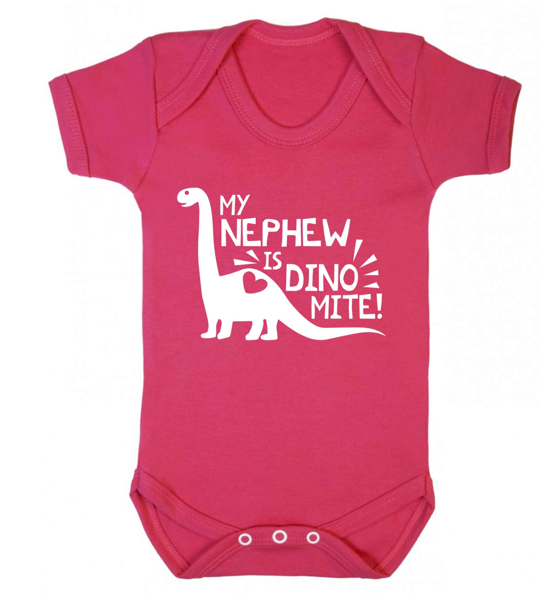 My nephew is dinomite! Baby Vest dark pink 18-24 months
