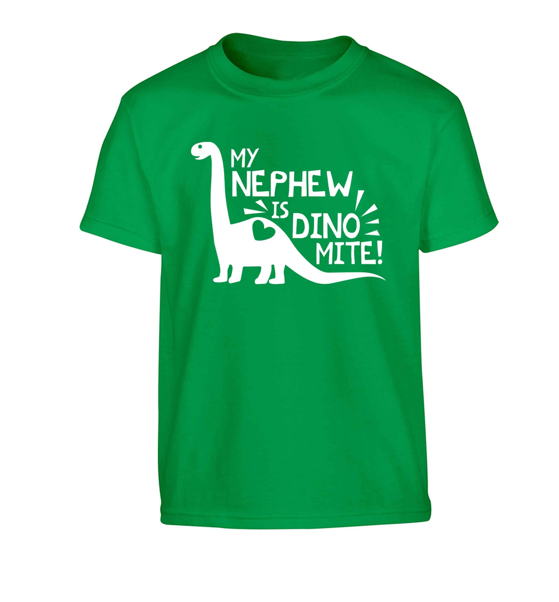My nephew is dinomite! Children's green Tshirt 12-13 Years