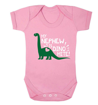 My nephew is dinomite! Baby Vest pale pink 18-24 months