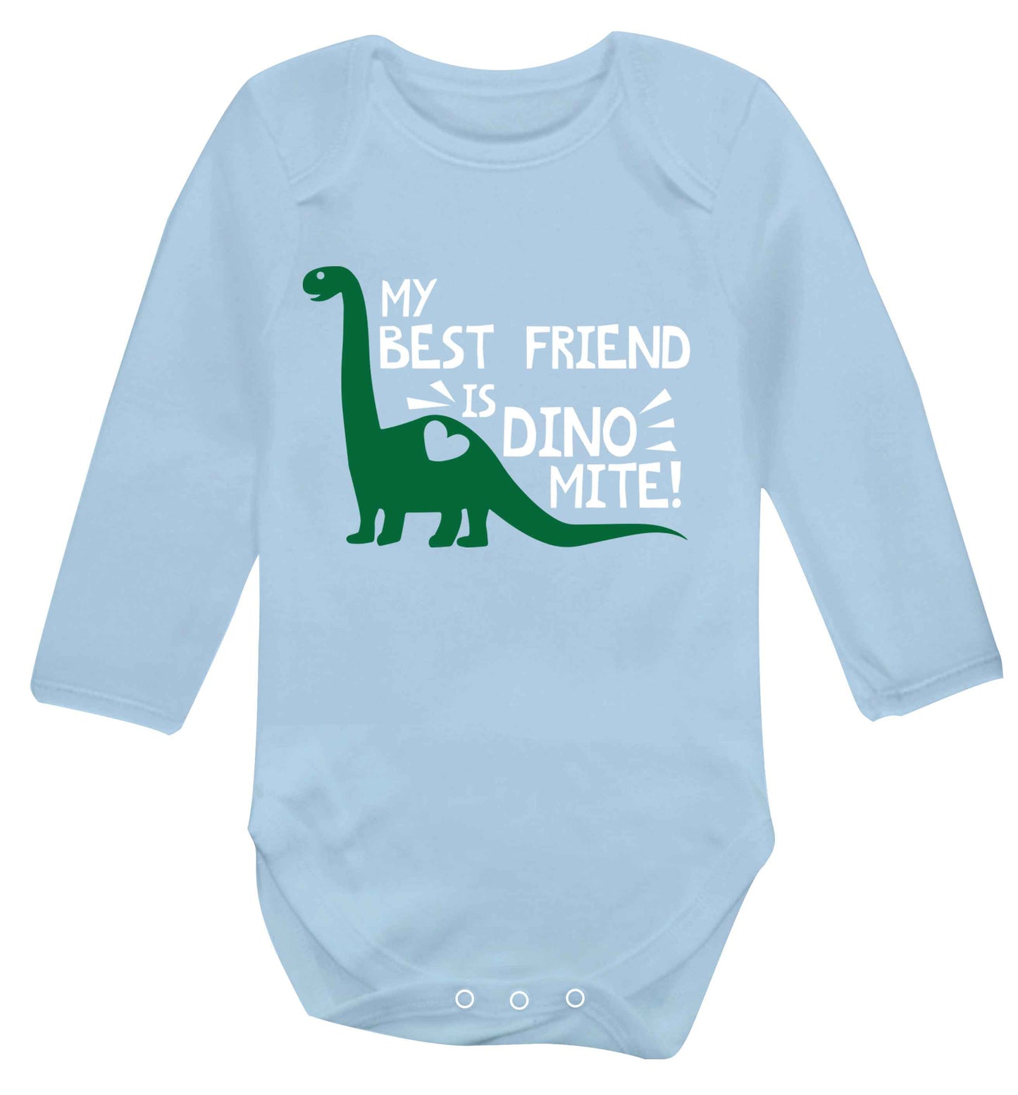My cousin is dinomite! Baby Vest long sleeved pale blue 6-12 months